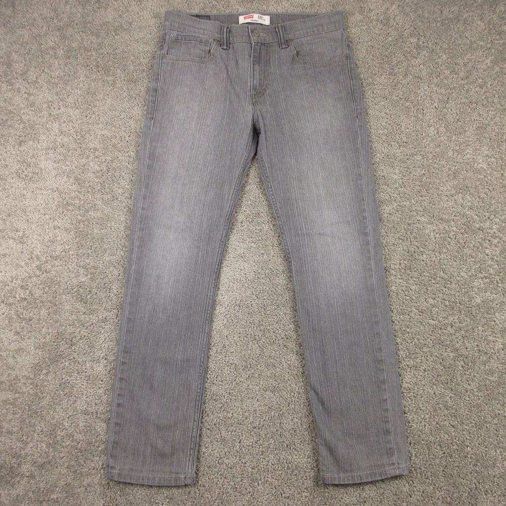 Levis Jeans Mens 32x30 Gray 511 Slim Straight Faded Zip Fly Denim Pants Y2K
